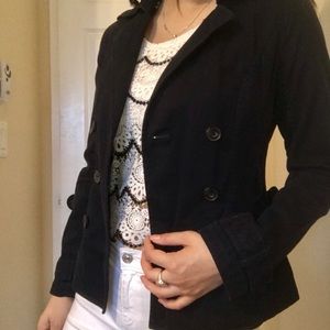 Navy blue Abercrombie kids trench coat!!